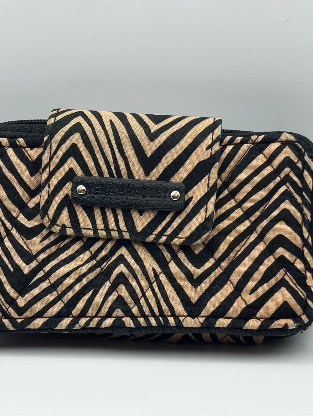 Vera Bradley Zebra-Print Quilted Smartphone Zip-Around Wallet - Black & Tan - Picture 4 of 6